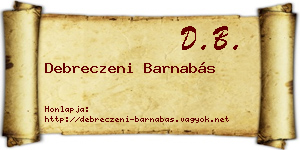 Debreczeni Barnabás névjegykártya